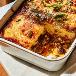 Cornbread Casserole with Ground Beef-sliced