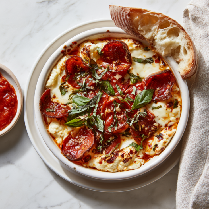 Cottage Cheese Pizza Bowl-with bread
