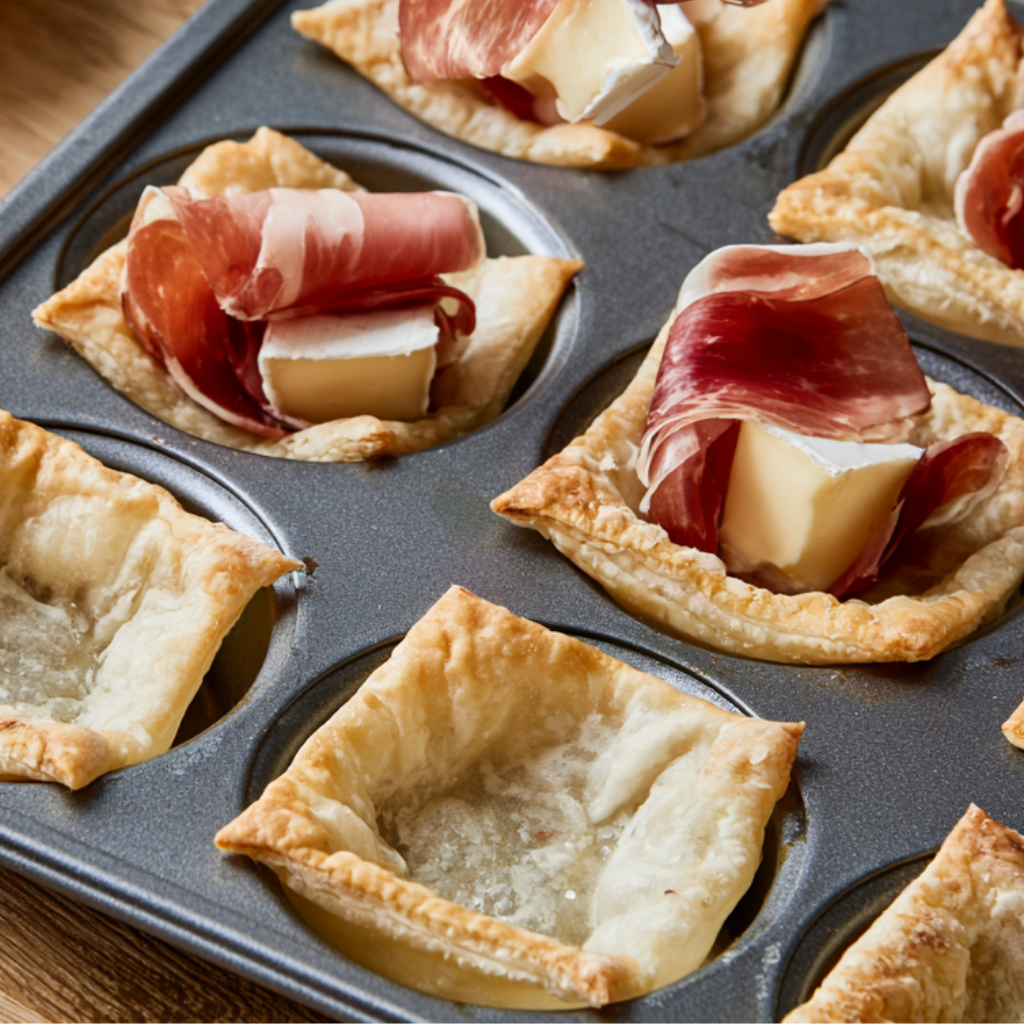 Cranberry Brie Bites with Prosciutto-assembly