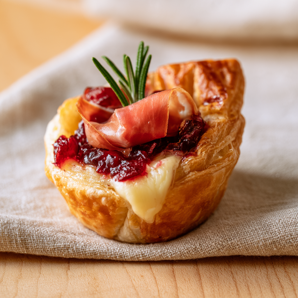 Cranberry Brie Bites with Prosciutto-closeup