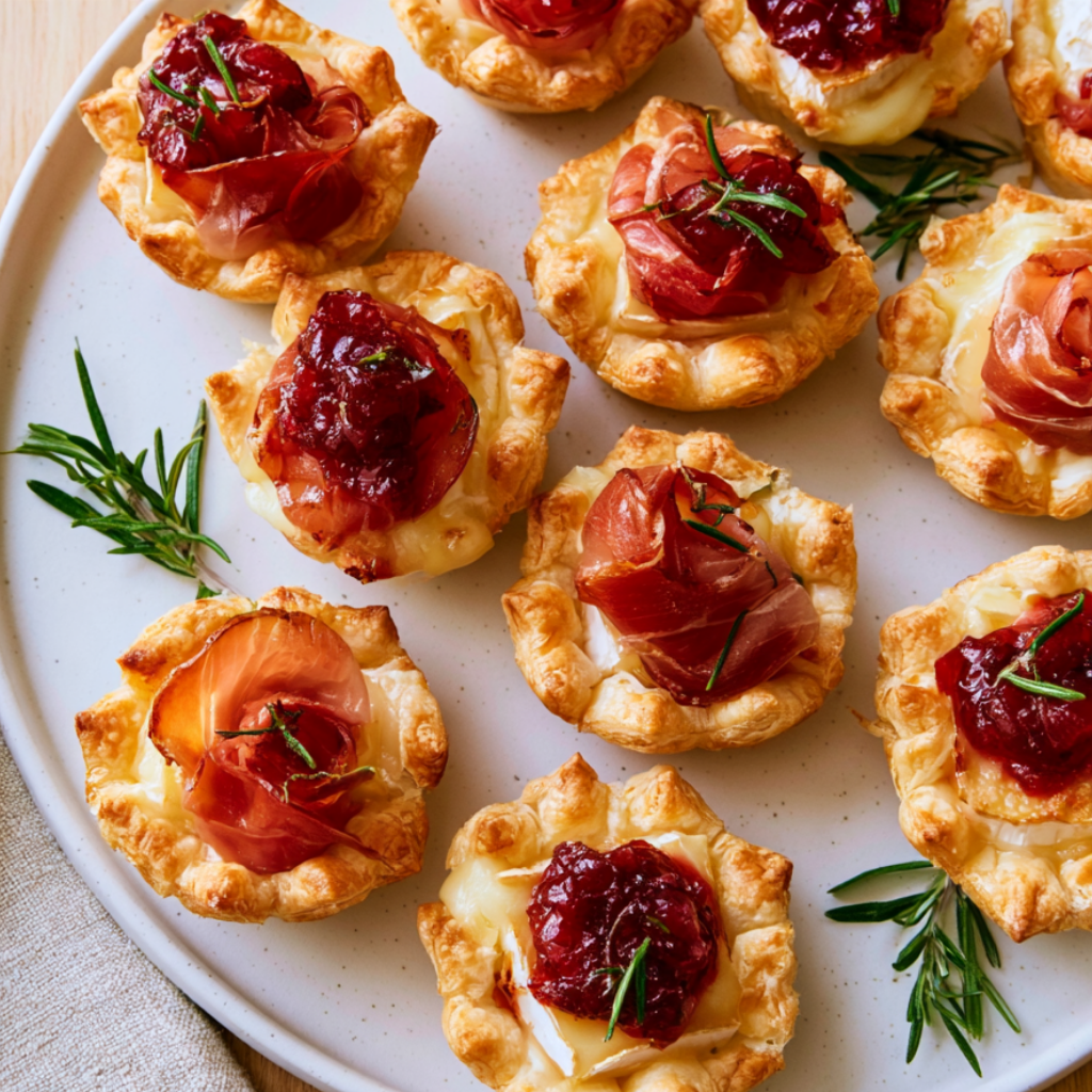 Cranberry Brie Bites with Prosciutto-festive finger food