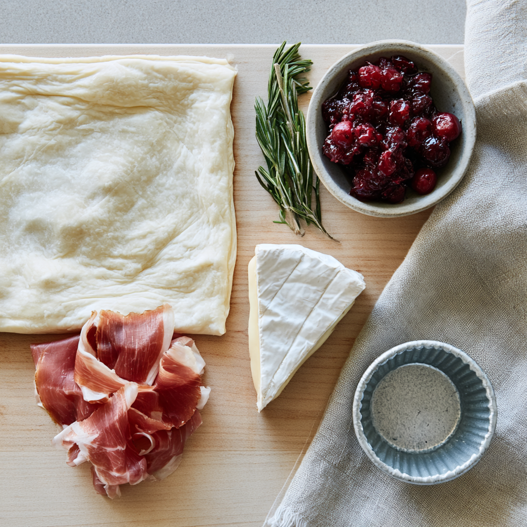 Cranberry Brie Bites with Prosciutto-ingredients