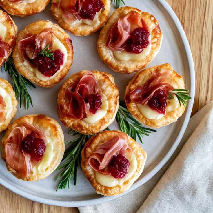 Cranberry Brie Bites with Prosciutto-platter