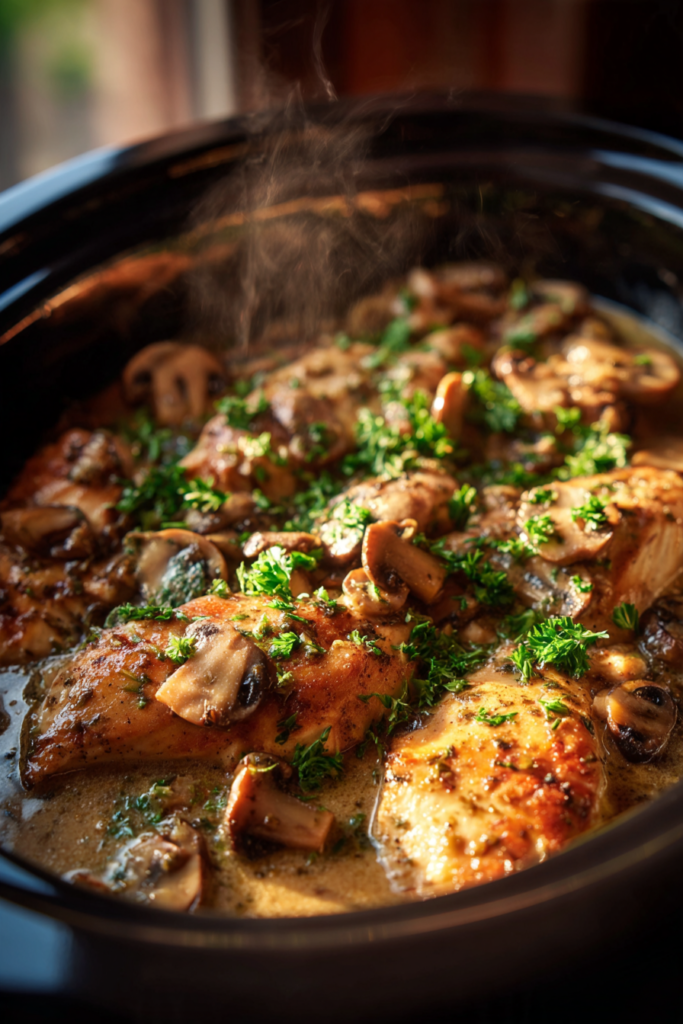 Cream of Mushroom Chicken Crockpot Recipe-slow cooker