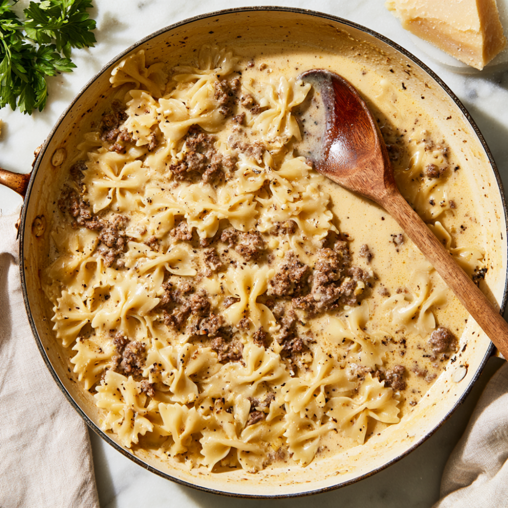 Creamy Beef and Bow Tie Pasta Recipe