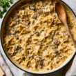 Creamy Beef and Bow Tie Pasta Recipe-one pot