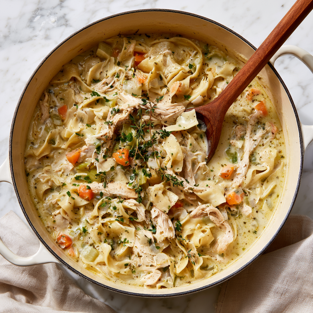 Creamy Chicken Noodle Soup Recipe-dutch oven
