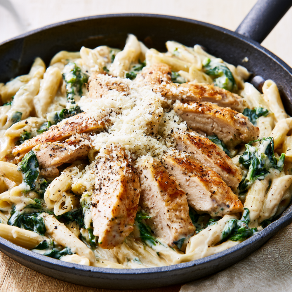 Creamy Garlic Parmesan Chicken Pasta-one pan