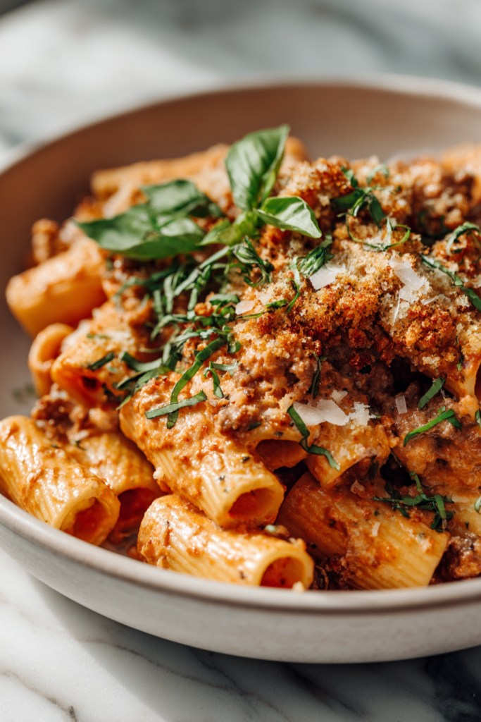 Creamy Italian Sausage Rigatoni-bowl