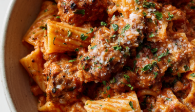 Creamy Italian Sausage Rigatoni-served