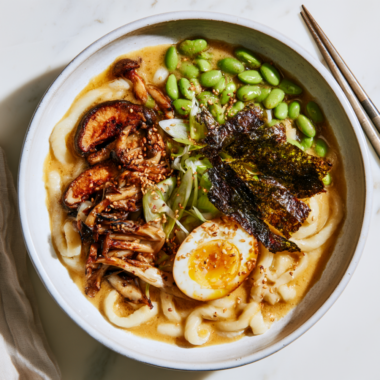 Creamy Miso Udon Noodle Recipe-served