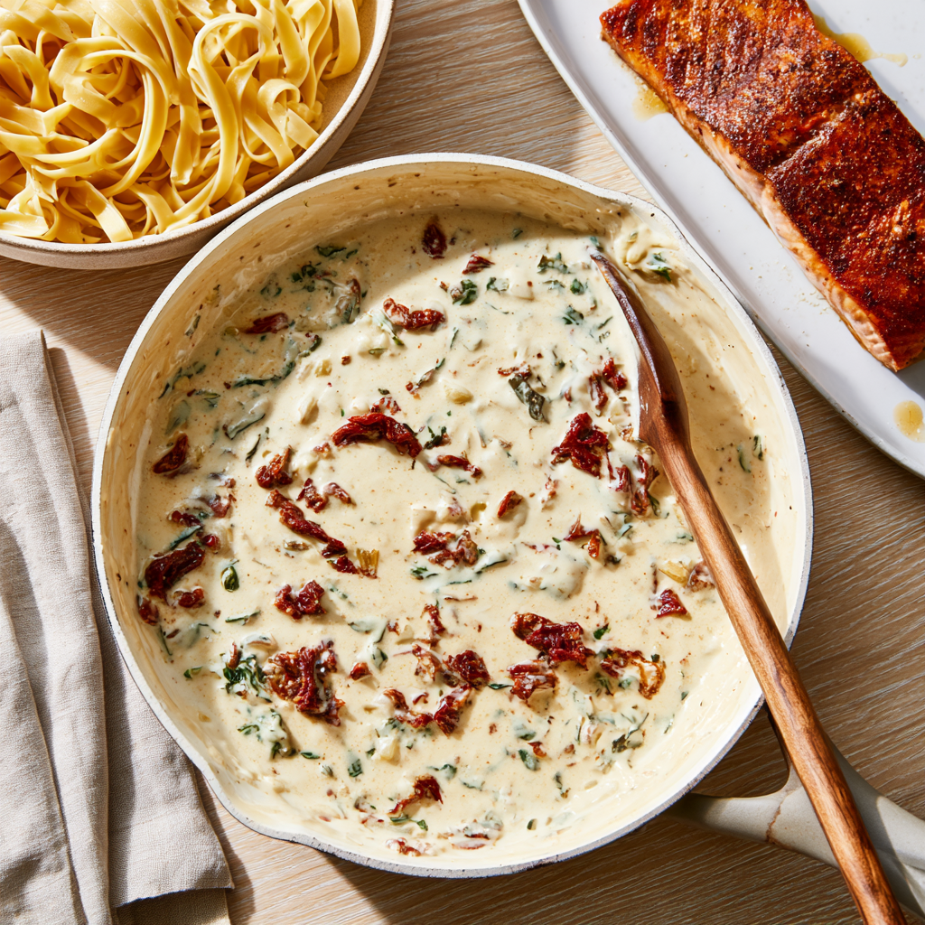 Creamy Tuscan Salmon Pasta-pasta sauce
