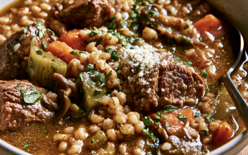 Crockpot Beef Barley Soup-bowl