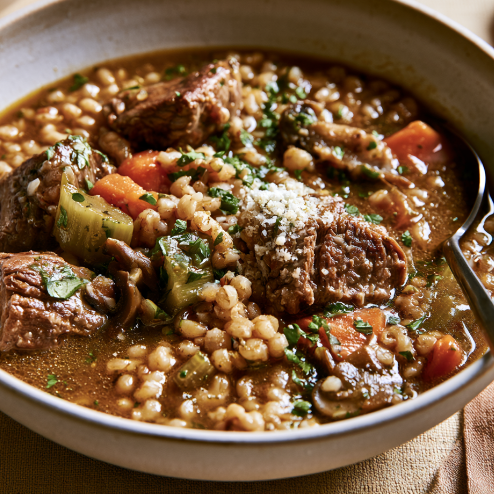 Crockpot Beef Barley Soup-bowl