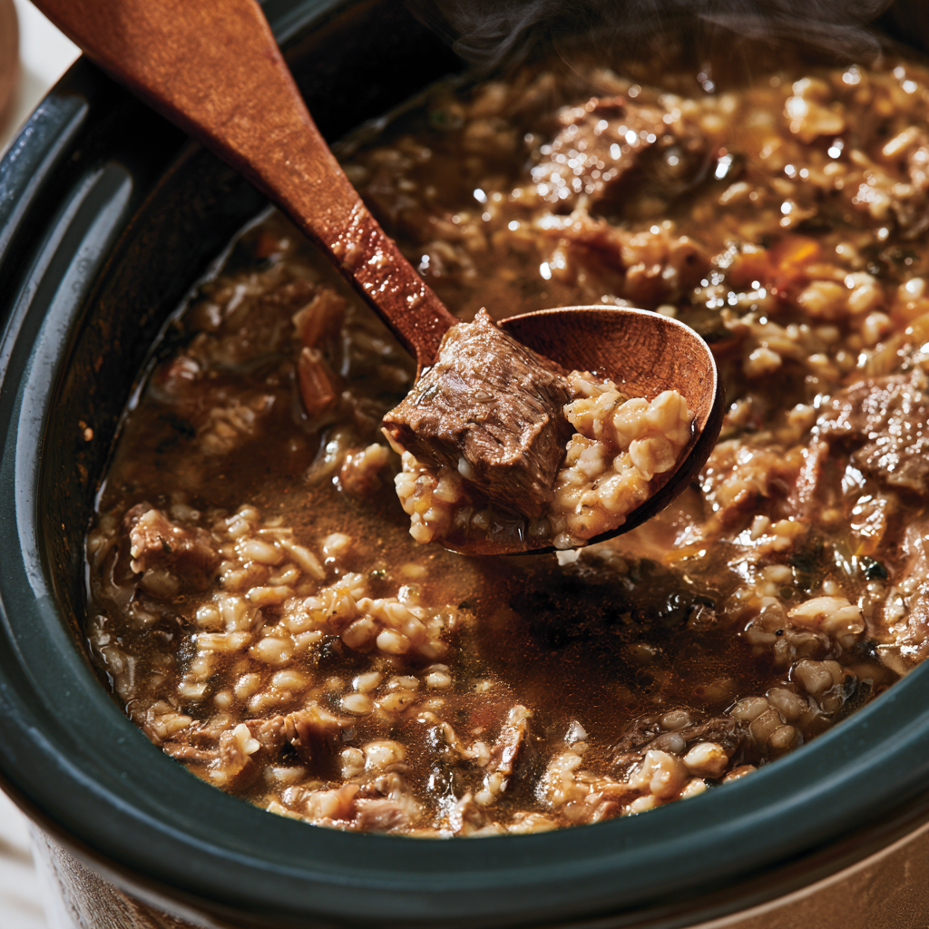 Crockpot Beef Barley Soup-slow cooker