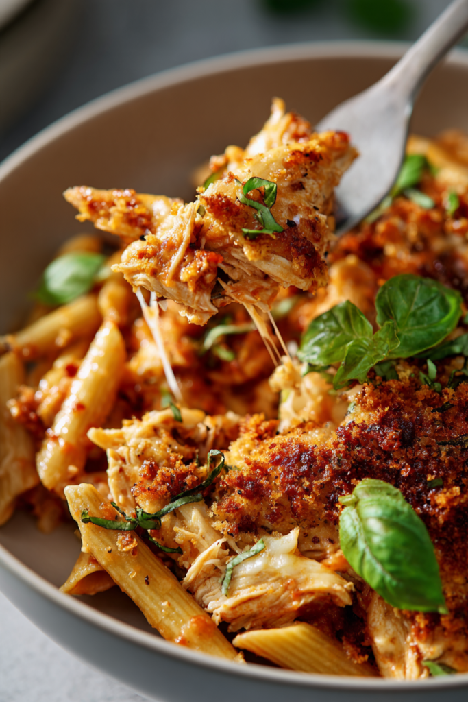 Crockpot Chicken Parmesan Pasta-bite