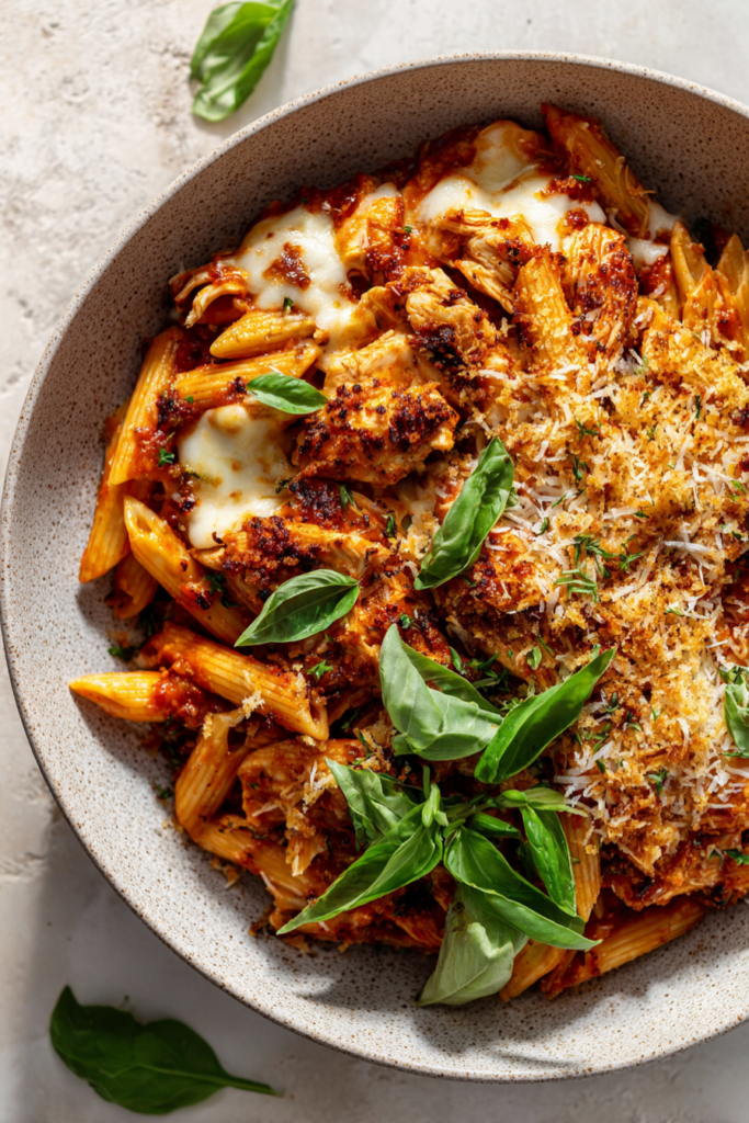 Crockpot Chicken Parmesan Pasta-bowl
