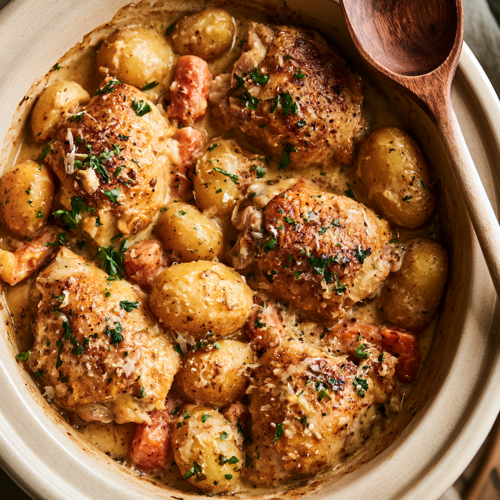 Crockpot Chicken Thighs and Potatoes-slow cooker