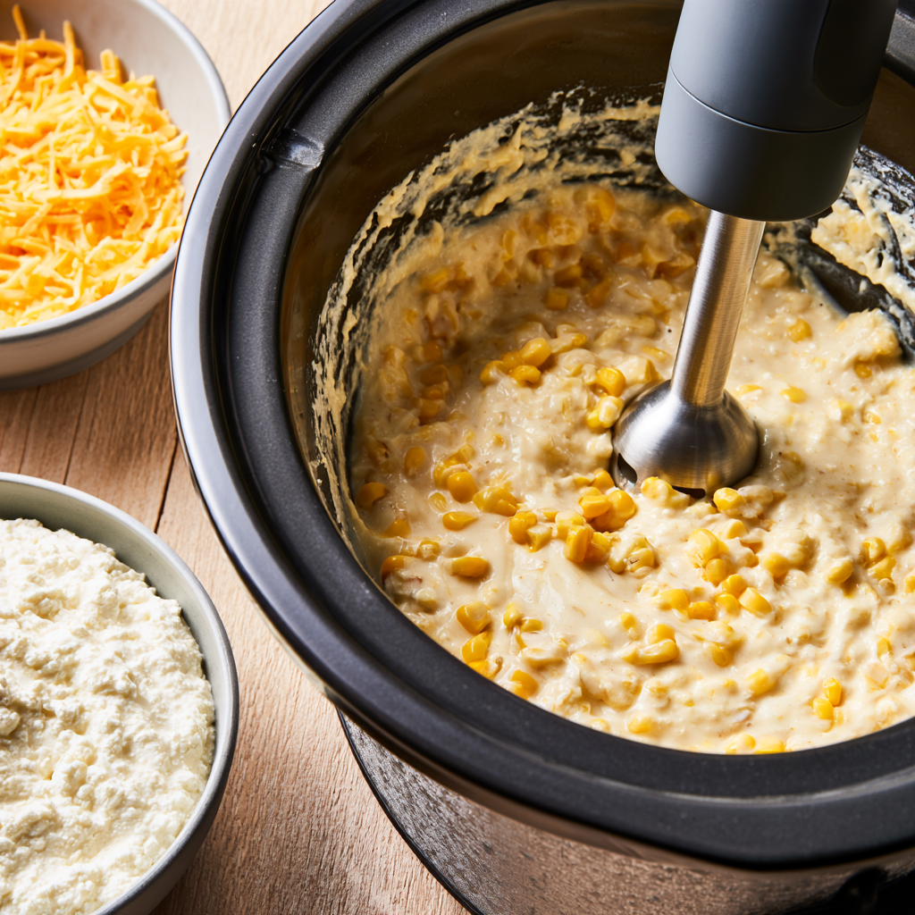 Crockpot Cream Corn-blending