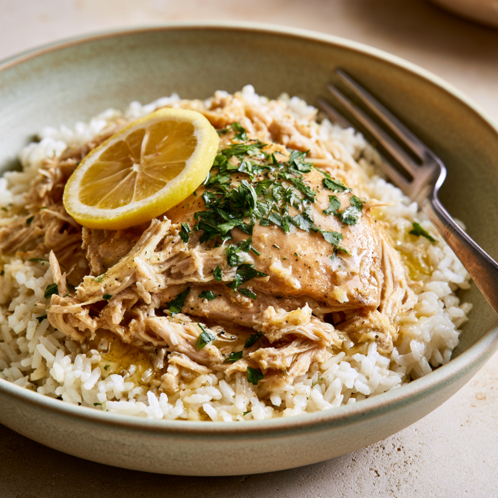 Crockpot Lemon Chicken-Over Rice