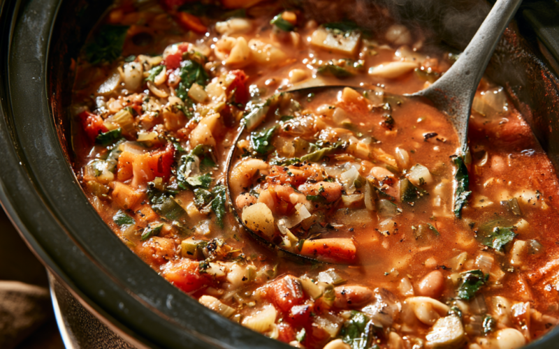 Crockpot Minestrone Soup-slow cooker