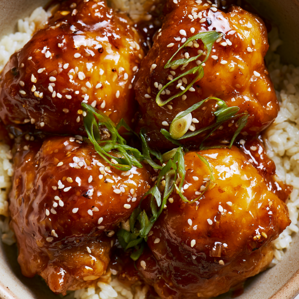 Crockpot Orange Chicken -glazed sauce