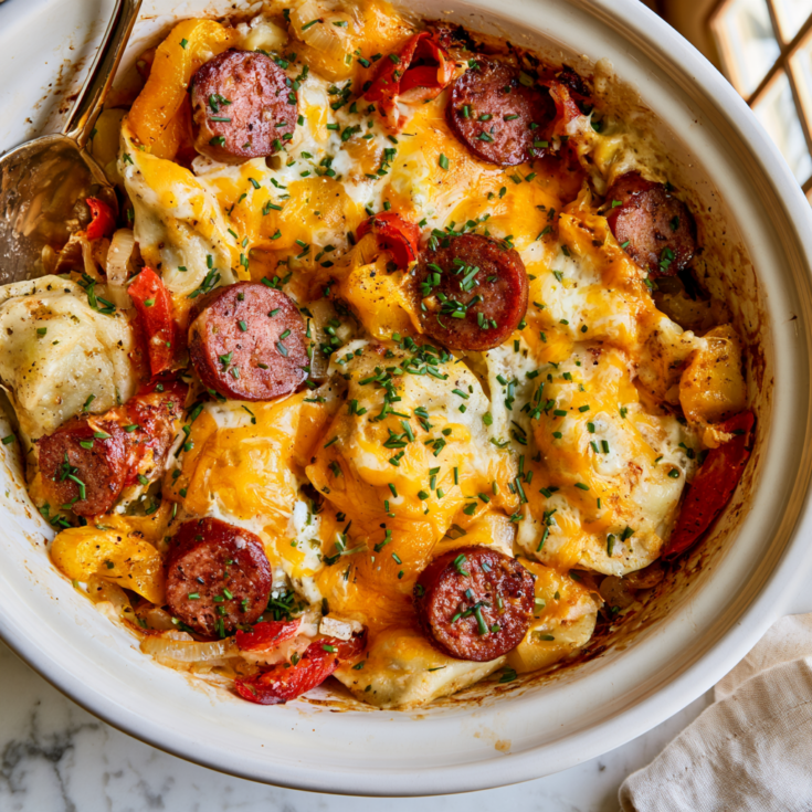 Crockpot Pierogi Casserole with Kielbasa Recipe