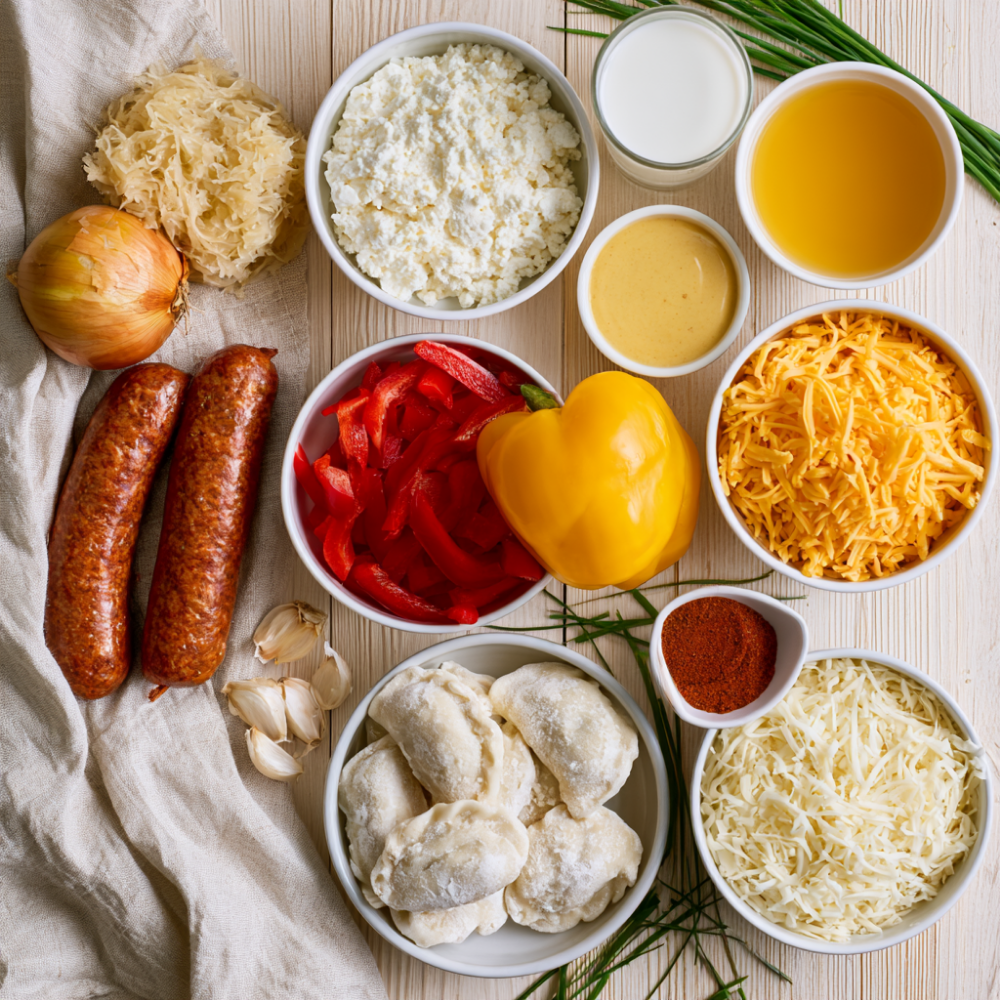 Crockpot Pierogi Casserole with Kielbasa Recipe-ingredients