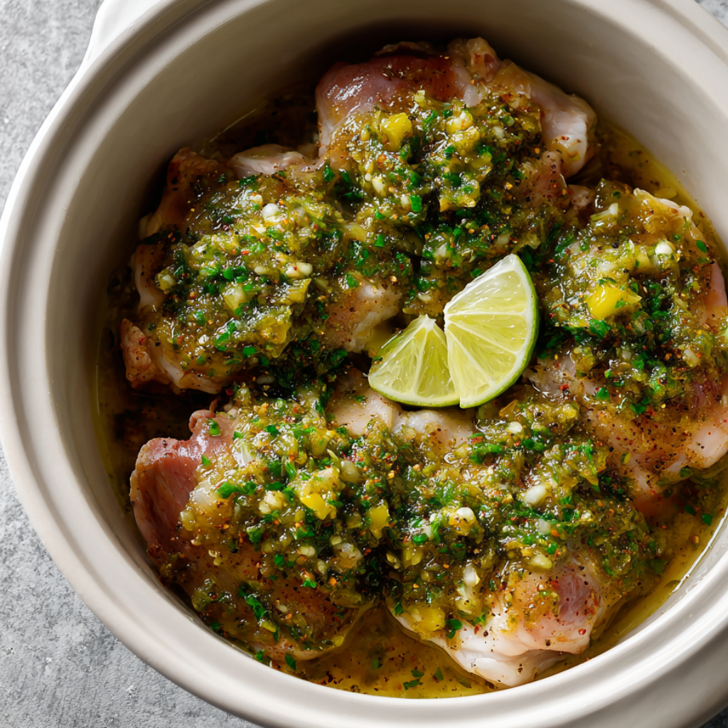 Crockpot Salsa Verde Chicken-before cooking