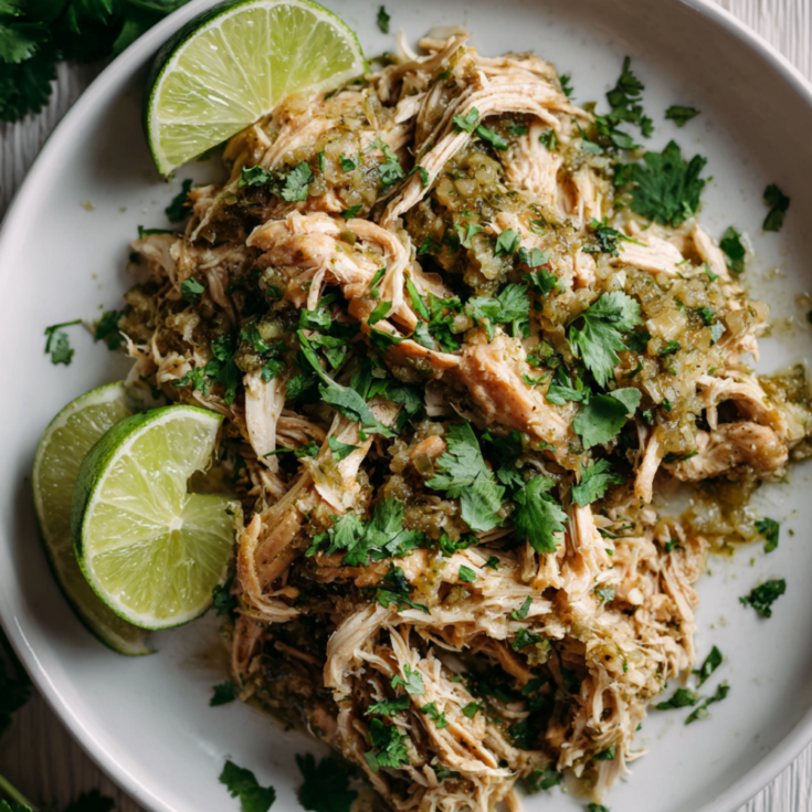 Crockpot Salsa Verde Chicken-plated