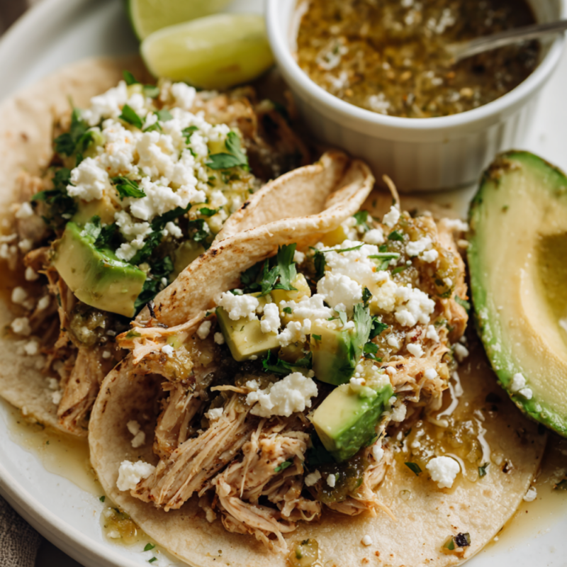 Crockpot Salsa Verde Chicken-tacos