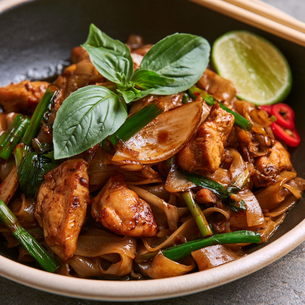 Drunken Noodles with Chicken Recipe-plated