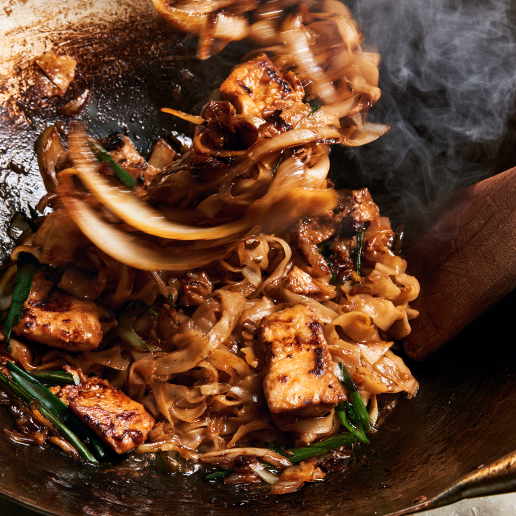 Drunken Noodles with Chicken Recipe-wok