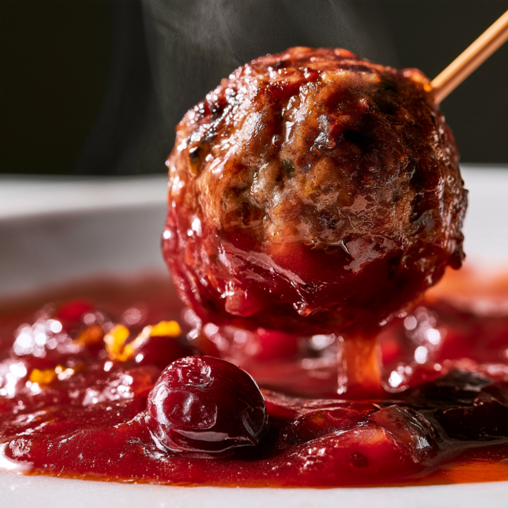Easy Cranberry Meatballs Crockpot Recipe-close up