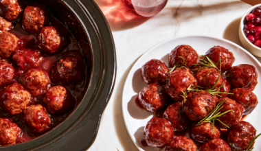 Easy Cranberry Meatballs Crockpot Recipe-party setup