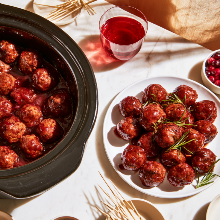 Easy Cranberry Meatballs Crockpot Recipe-party setup