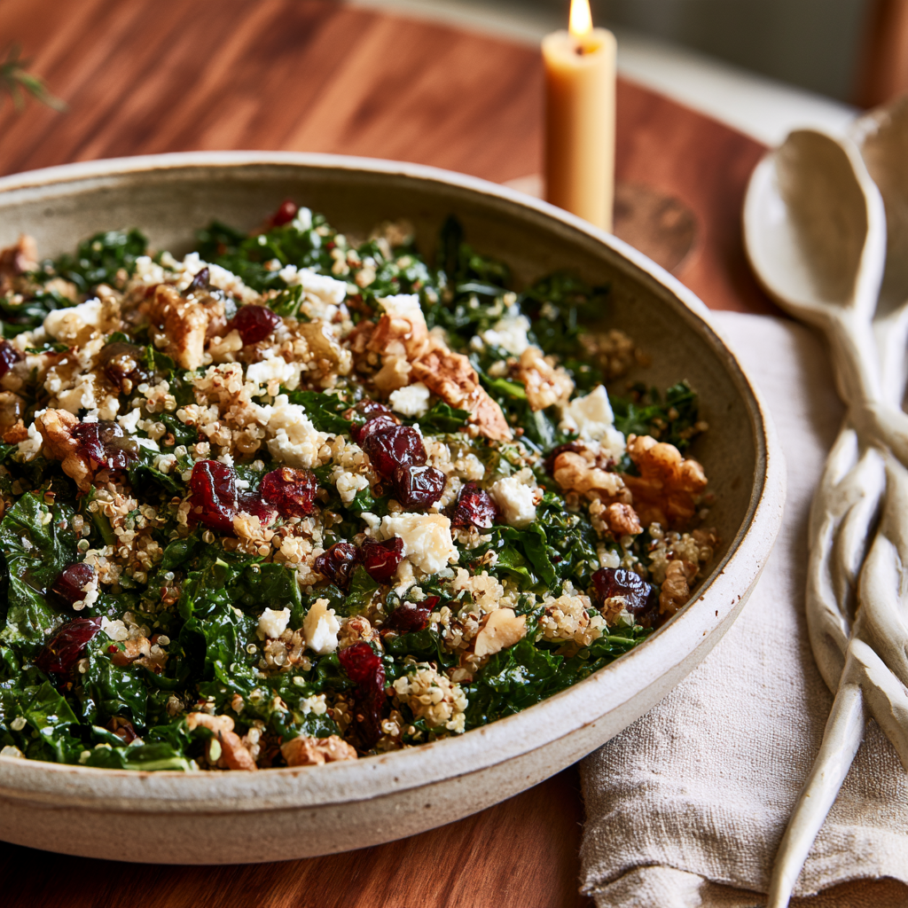 Fall Kale Quinoa Salad with cranberry