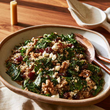 Fall Kale Quinoa Salad with walnuts