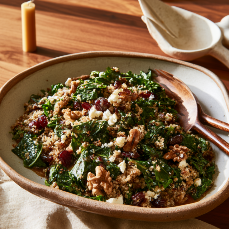 Fall Kale Quinoa Salad with walnuts