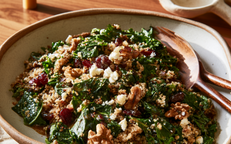 Fall Kale Quinoa Salad with walnuts