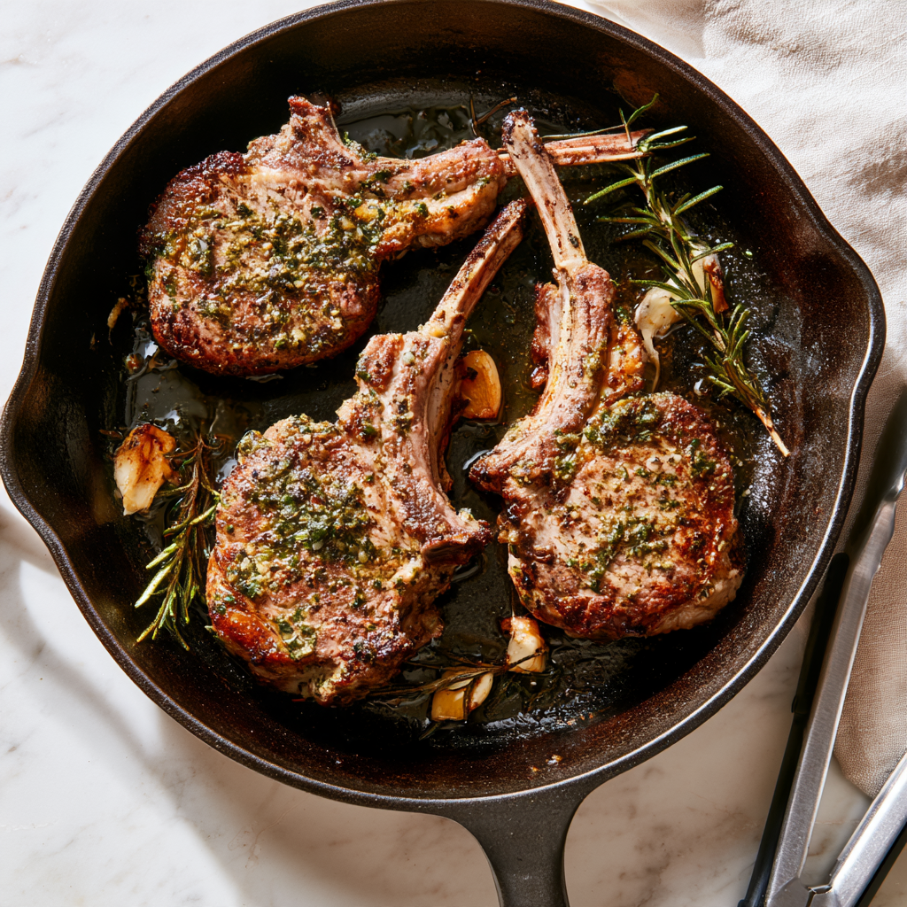 Garlic Herb Lamb Chops Recipe-pan seared