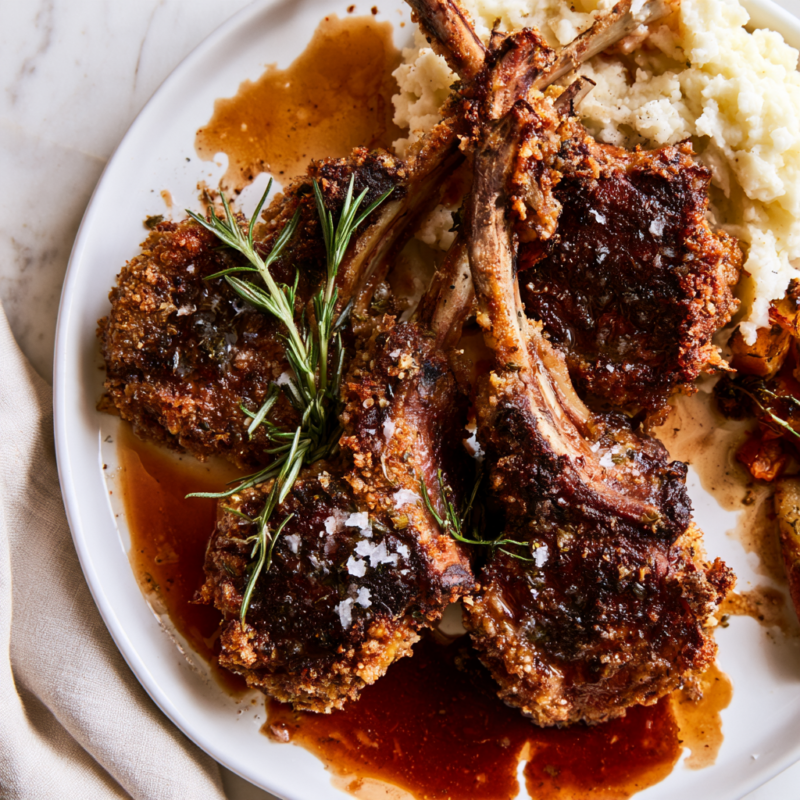 Garlic Herb Lamb Chops Recipe-plated