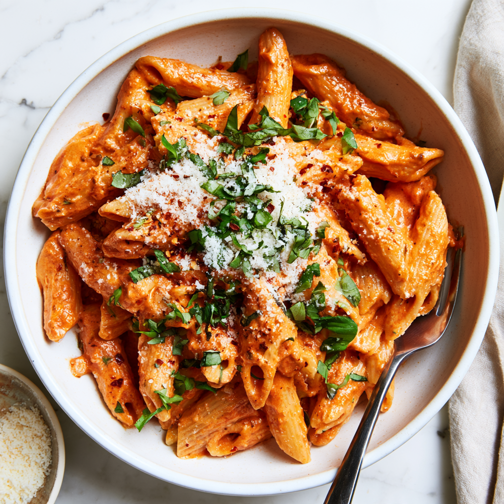 Gigi Hadid Pasta Recipe — High Protein Vodka Pasta-served