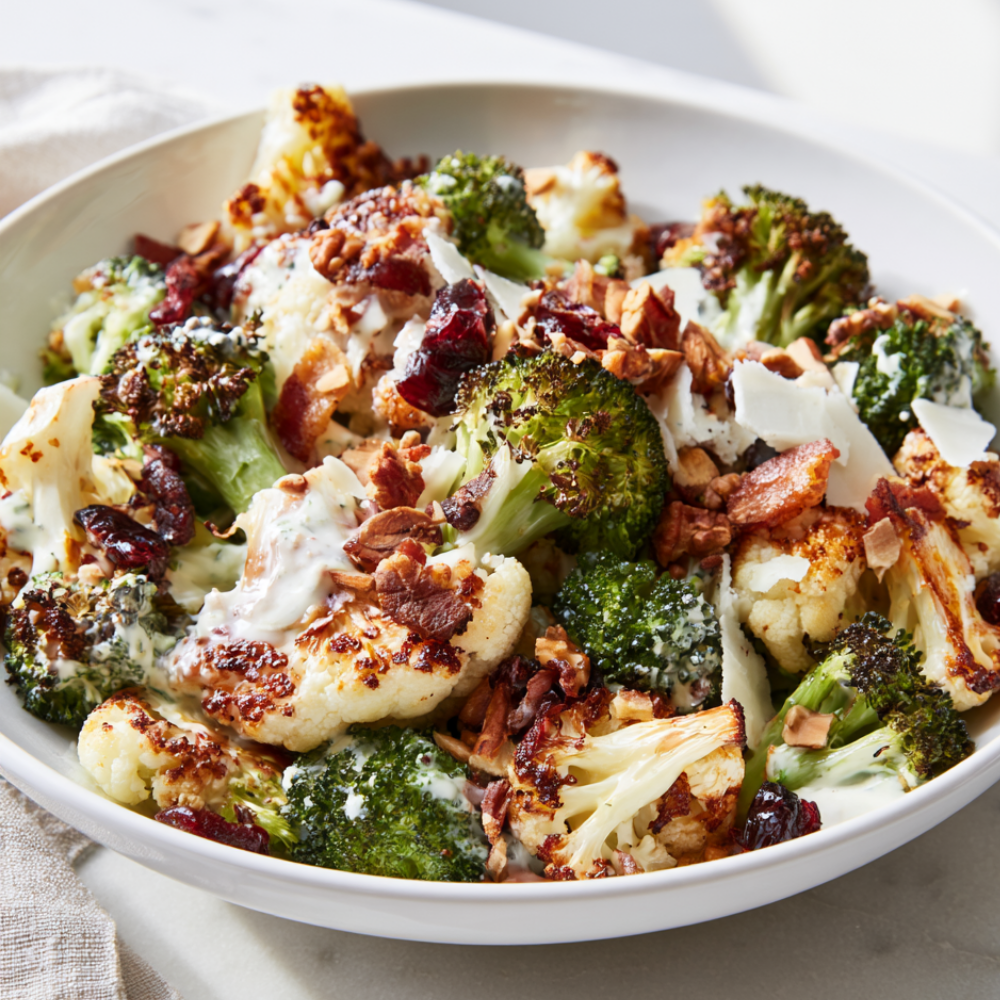 Roasted Broccoli Cauliflower Salad Recipe