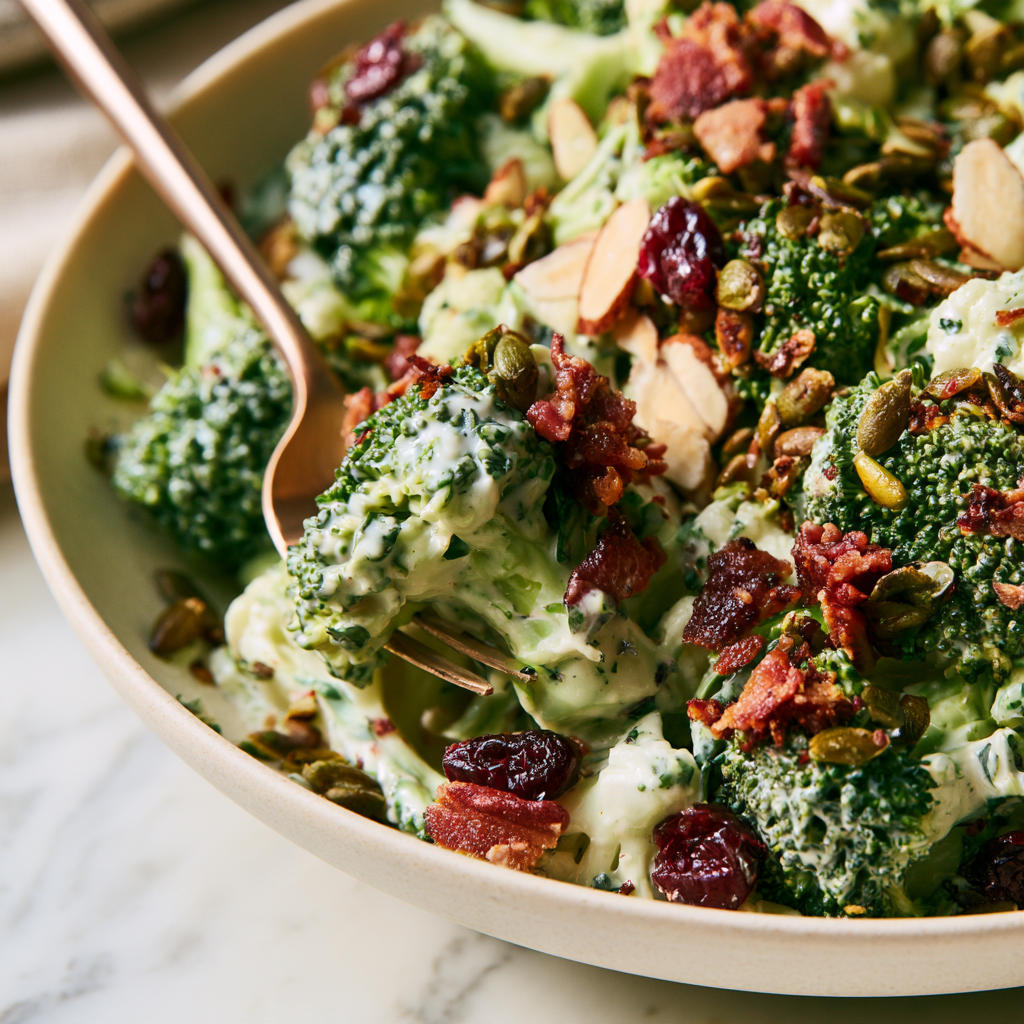 Broccoli Cauliflower Salad Recipe -closeup