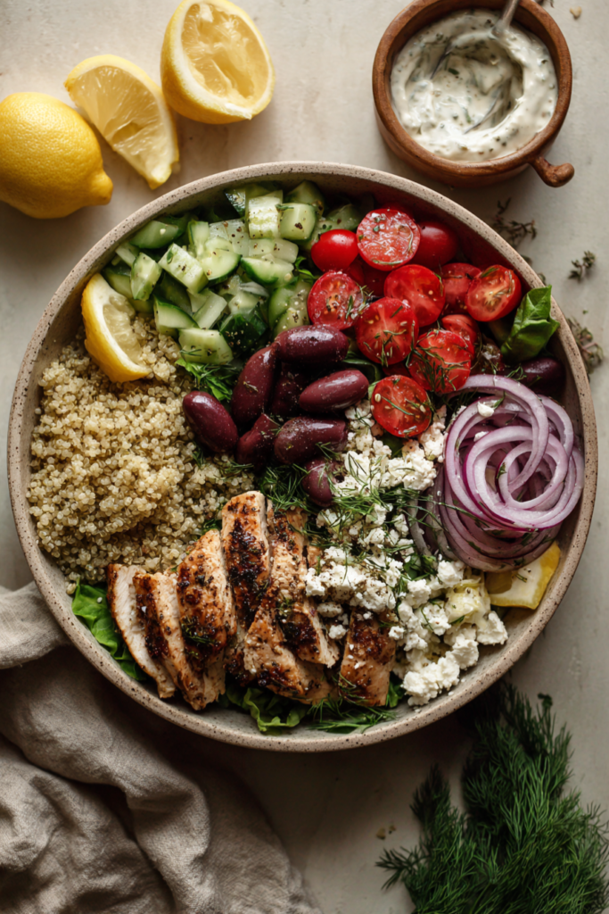 Greek Chicken Power Bowl Recipe-assembly