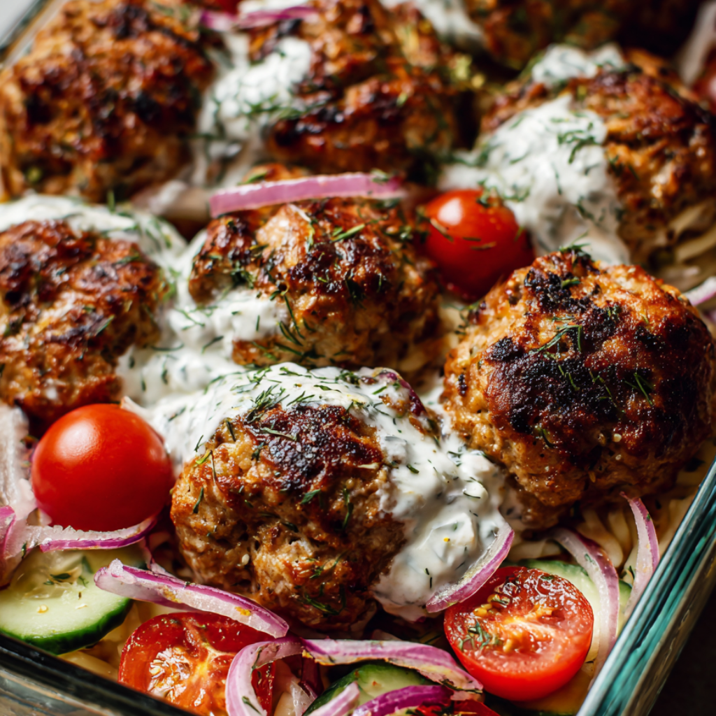 Greek Meatball Bowls-closeup