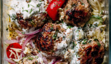 Greek Meatball Bowls with Orzo