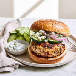 Greek Turkey Burgers with Feta & Spinach