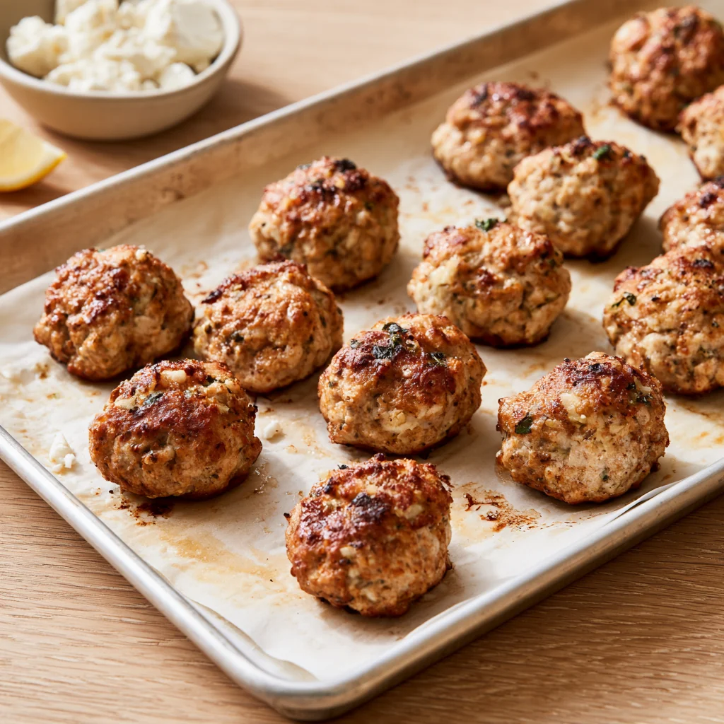 Greek turkey meatballs-baking sheet